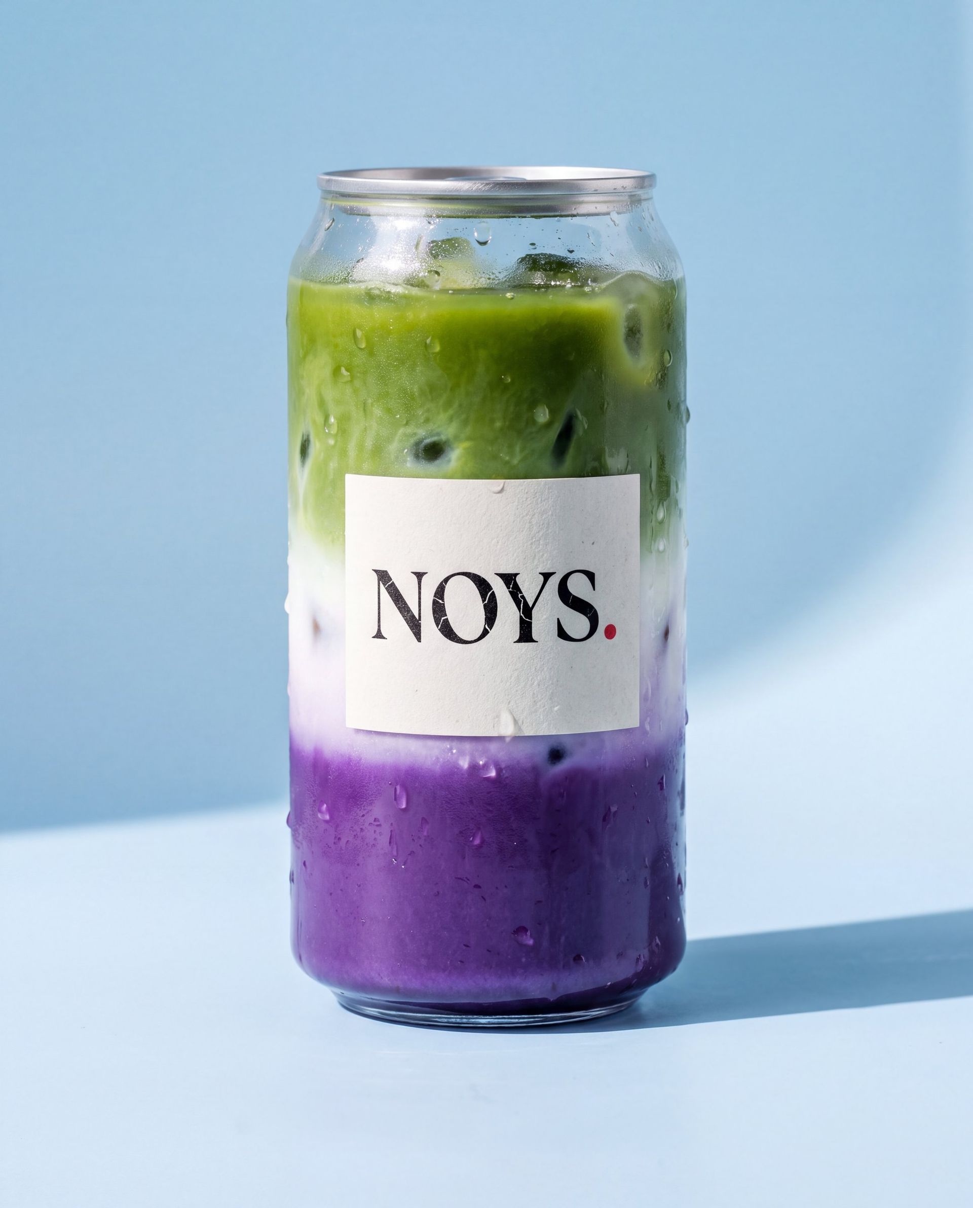 NOYS Ube Matcha in einer transparenten Dose